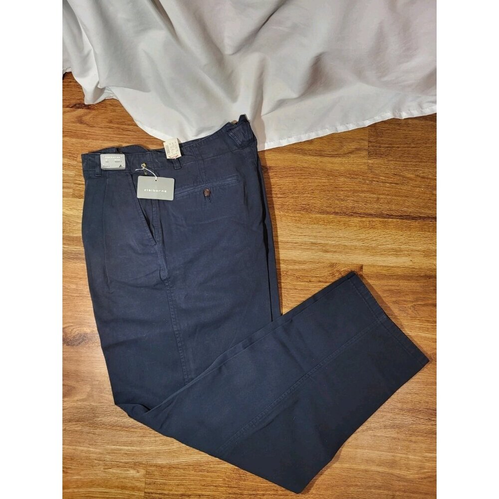 Vtge NWT‎ Liz Claiborne Navy Blue Pleated Chino Pants Size 34R